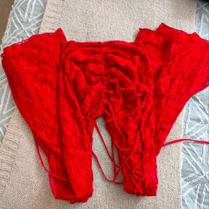 Laina Rauma Lace-Up Flare Pants size Medium in "Chili Pepper"